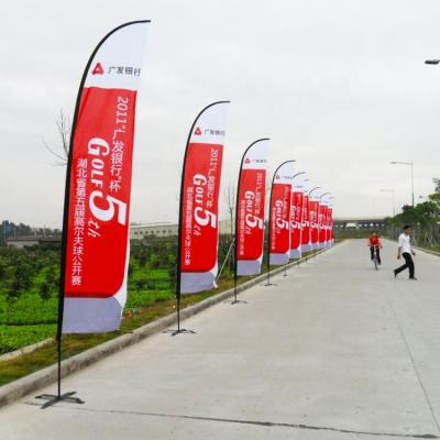 Chine Outdoor Advertising Use Polyester Feather Flying Beach Flag Banner Stand Rainproof/Windproof/Durable Exhibition Custom Promotional Event à vendre