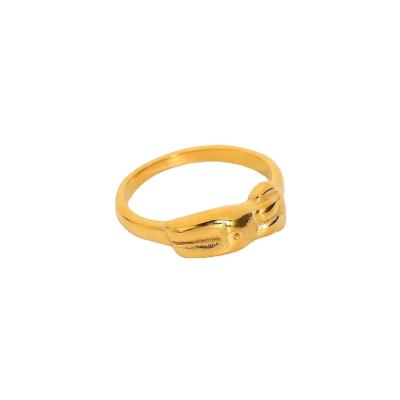 China CLASSIC abstract European and American style fashion ring stainless steel pvd 18k gold rings jewelry women plated for sale