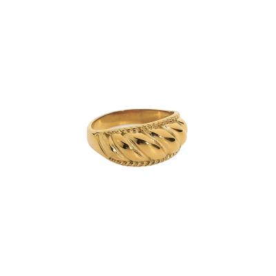 China CLASSIC European And American Threaded Crescent 18K Stainless Steel Gold Jewelry Rings Rings Wholesale for sale