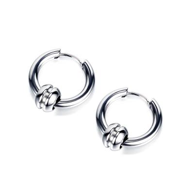 China Ethnic Cool Vintage Stainless Steel Torsion Wind Personality Circle Soft Earrings for sale