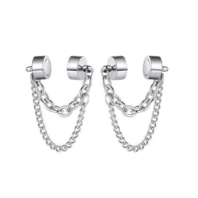 China Ethnic Japan and South Korea Fashion Without Ear Hole Earring Stainless Steel Chain Men's Magnet Earrings for sale