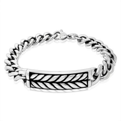 China Wholesale tide men's punk rock bracelet stainless steel CLASSIC jewelry fashion wheat retro bracelet for sale