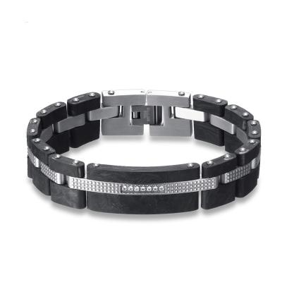 China New CLASSIC Frontier Mens Forged Carbon Fiber Bracelet Made Of Stainless Steel Bracelet for sale