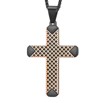 China Fashion Trend CLASSIC Original Mens Stainless Steel Mens Titanium Steel Cross Pendant Two Tone Pendant for sale