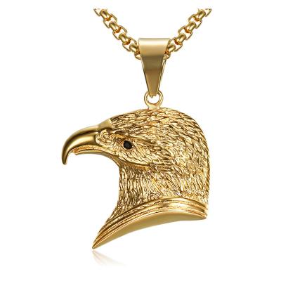 China CLASSIC Hot Selling Retro Hippie Eagle Head Necklace Stainless Steel Wholesale Slotted Stainless Steel Pendant Jewelry CLASSIC Titanium Steel for sale