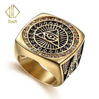 China CLASSIC European and American religious ornaments ring AG wholesale mason ring angel demon eye religious ring for sale