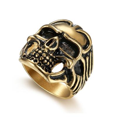 China CLASSIC Europe and the Middle East Wholesale Retro Jewelry Male Ghost Head Stainless Steel Men's Skull Ring for sale