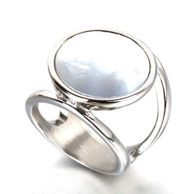 China CLASSIC hot selling wholesale steel ring simple shell jewelry women stainless steel shell ring from Amazon for sale