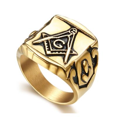 China Vintage CLASSIC Wholesale Freemasonry Jewelry Manufacturer AG Logo Stainless Steel Class Religious Ring for sale