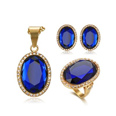 China CLASSIC European and American shopping accessories drop diamond necklace pendant crystal women's earrings jewelry set for sale