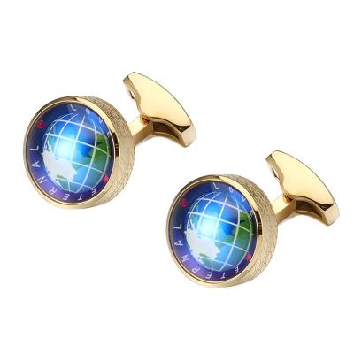 China Wear New European and American Magnetic Crystal Sapphire Crystal Men's Stainless Steel Cuff Links Hanging Cuff Glass Cuff Links for sale