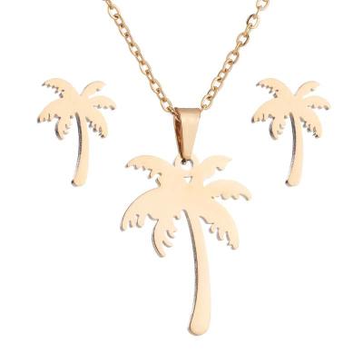 China CLASSIC Coconut Tree Jewelry Set Stainless Steel Coconut Necklace Earrings Set Manufacturers Jewelry Set for sale