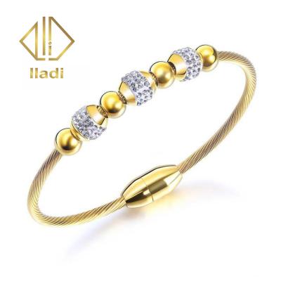 China Manufacturer Direct Sale Lady Stainless Steel Diamond Best Friend Tower Bead Jewelry Bangle Gold Bracelets Dubai CLASSIC Jewelry for sale