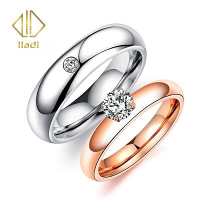 China CLASSIC Korean Stainless Steel Rose Combination Ring Female Gold Double Ring Single Diamond Ring for sale