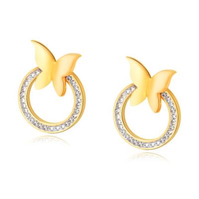 China Ethnic Jewelry Earrings Love Gold Plated Stainless Steel Earrings Ladies Gold Butterfly Earring Designs for sale