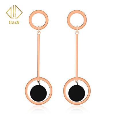 China European and American ethnic style individual character style long exaggerated temperament round stainless steel earrings for sale