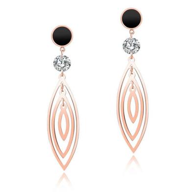 China Fashion Ethnic Jewelry Factory Stainless Steel Rose Gold New Creative Novelty Zircon Drop Earring Designs for sale