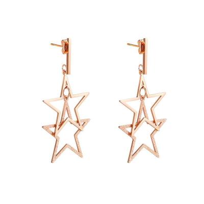 China Ethnic Europe and the United States selling titanium steel earrings female temperament fashion five-pointed star star earrings for sale