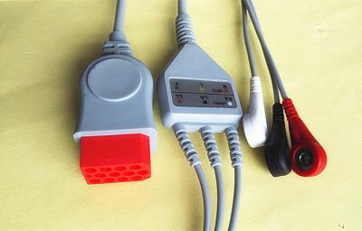 China Red One Piece ECG Lead Wires 3.2 Metre Bionet ECG Cable ISO13485 for sale