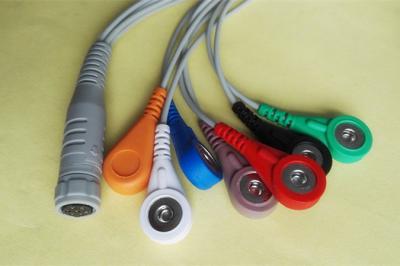 China Grey 7 Lead ECG Trunk Cable Rozinn ECG Cable With Snap Patient End for sale