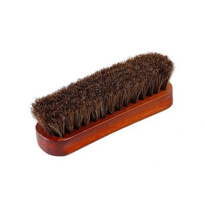 China Black White Horse Hair Wooden Shoe Brush With Curved Playbrush Customized Logo, Wooden Shoe Brush for sale