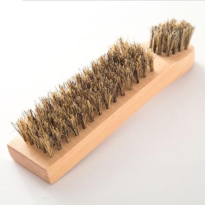 China Sustainable Wooden Horsehair Shoe Brush with Polishing Brush, Best Selling Leather Care Brush, Wooden Shoe Brush for sale