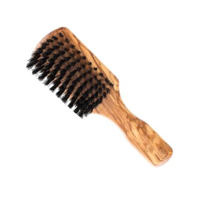 China Olive wooden beard brush with hog hair brush, comb beard and hair, wooden beard brush BEARD-10 for sale