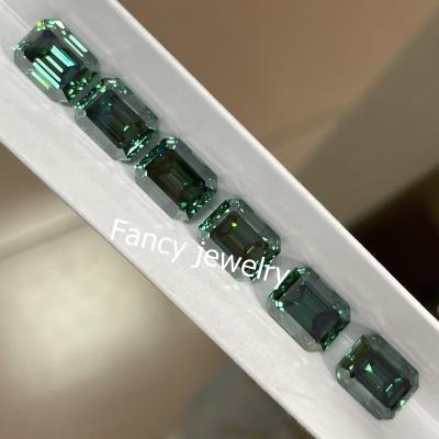 China Color Play or Fire Jewelry Use Moissanite Diamond Dark Green Emerald Cut Loose 2CT 3CT Loose Stone With Gra Certified for sale