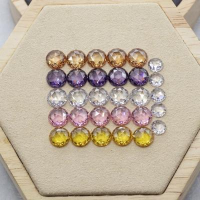 China Game Or Fire Five Color One Rose Cut Round Loose Gemstone CZ Stone White Zirconia for sale