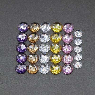 China Game or Fire of Color Around Flat Back Rose Cut Cubic Zirconia Stone for sale