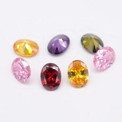 China High Quality Loose Diamond Colored CZ Stones Synthetic 7*9mm Oval Zircon Set Or Fire Color for sale