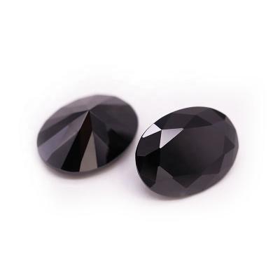 China 100pcs/lot Fire Color Set Or Oval Shape Black Diamond Price Per Carat , CZ Loose Diamond Beads Black for sale