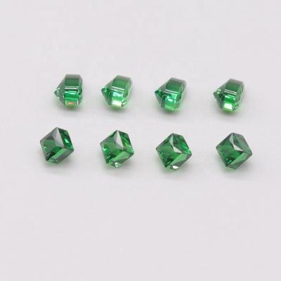 China Game or Fire Color Green Square Princess Cut 7x7mm Heavy CZ Gems Zircon Rough for sale