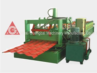 China Red / Blue Glazed Tile Roof Panel Roll Forming Machine with Hydraulic Shear for sale