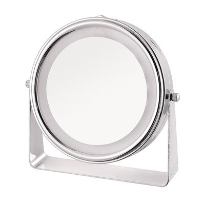 China Amazon Success Magnifying Vanity Led Lighted Travel Makeup Mirror Desktop Magnified Make Up Mirror With Lights for sale