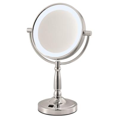 China Amazon Success Magnifying Vanity Led Lighted Travel Makeup Mirror Desktop Magnified Make Up Mirror With Lights for sale