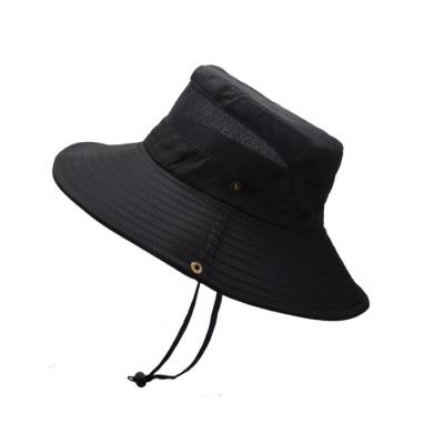 China Custom Windproof Men Sunshade/Waterproof Fishing/Umbrella Bucket Hat With Lanyard for sale