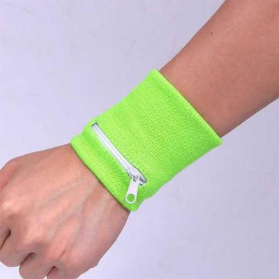 China Customized Color& Pocket Effect Bracelet Sports Zipper Wrist Solid Color Pull-Ups for sale