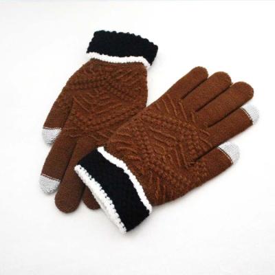 China hot & touch screen technology & Solid Color Polyester Custom Touch Screen Unisex Winter Warm Gloves for sale