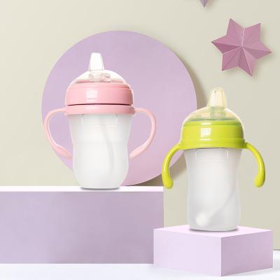 China Bpa Free Silicone Drinking Bottle Leakproof Wide Mouth Water Bpa Free Food Grade 100% Hand Silicone Free Milk Baby Feeding Bottle for sale