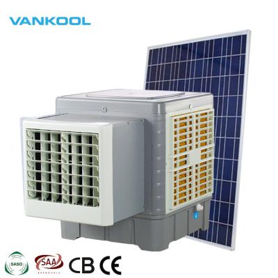 China 4-blade DC Axial 12v Solar Window Cabinet Water Air Cooling System 100w Outdoor/Indoor Air Conditioner for sale