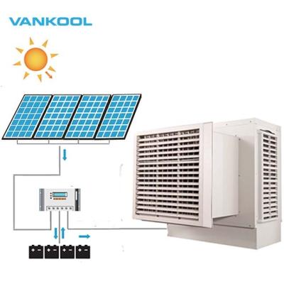 China Axial DC 4-blade commercial evaporative cooling 2021 new 100W 12 volt solar air cooler window air conditioner with CE CERT for sale