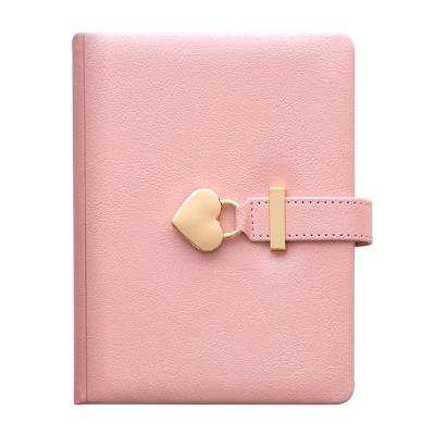 China Hardcover Hot Sale Leather Cover Notebook With Simple Lock And Customized Diary Notbook for sale