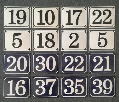 China Enamel Blue Enamel Number Signs Plates for sale