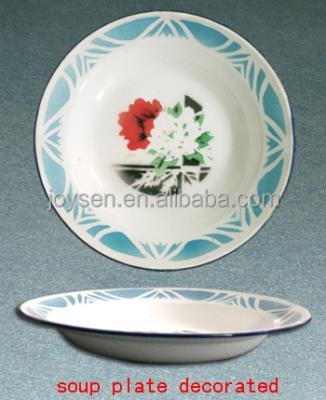 China Sustainable Soup Dish, Enamel Dish, Flower Edge Dish for sale