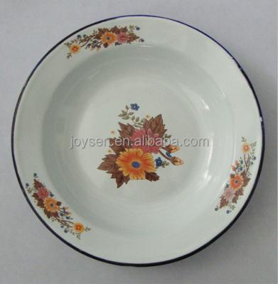 China 22 Cm Enamel Soup Dish Sustainable Decorative Edge With Design for sale