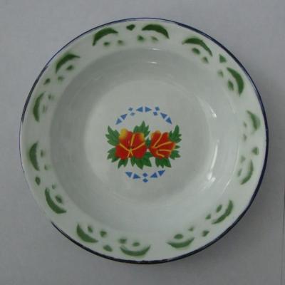 China Flower Design Enamel Disposable Soup Dish for sale