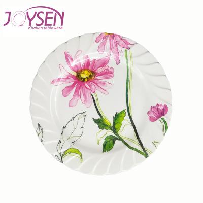 China Sustainable Good Quality Custom Round Melamine Tableware Large Printing Plastic Dish for sale