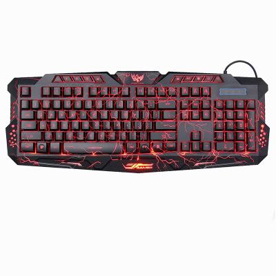 China Desktop Russian Tricolor Gaming Backlight Universal USB Keyboard LED Cable Luminous Keyboard for sale