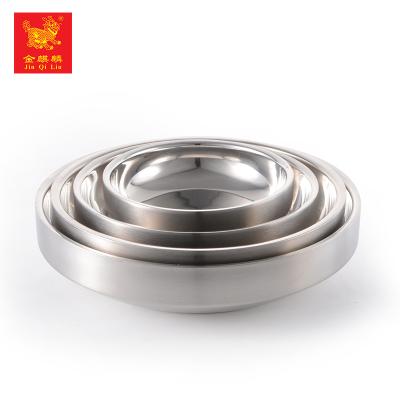 China Porcelain High Capacity Sustainable Round Silver Stainless Steel Dinner Dishes And Dishes for sale